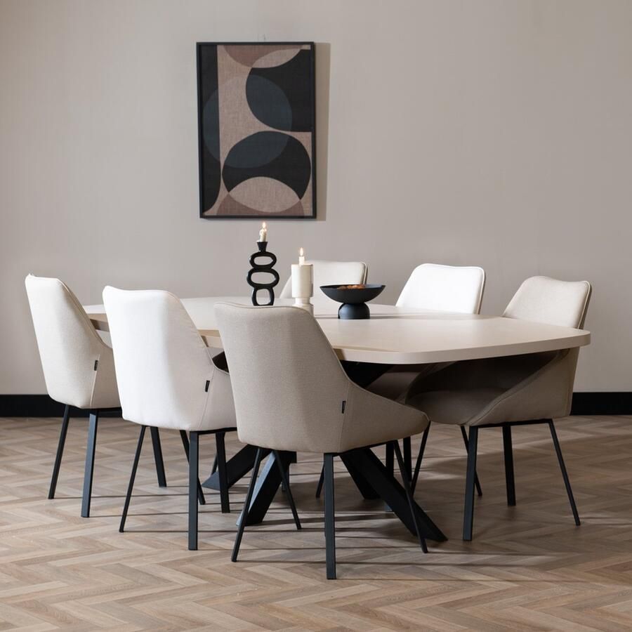 Bronx71 Eettafel Carl melamine beige deens ovaal 240 x 120 cm