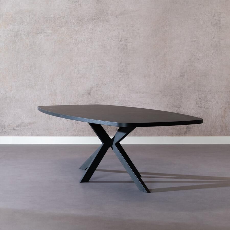 Bronx71 Eettafel Carl melamine zwart deens ovaal 240 x 120 cm