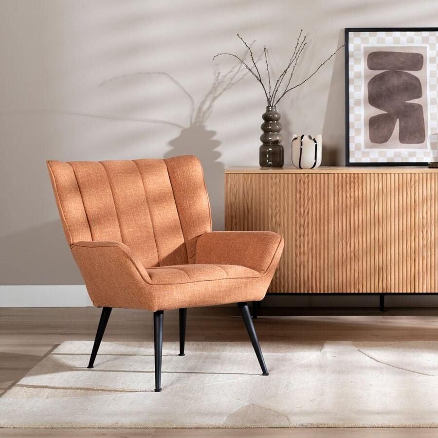 Bronx71 Fauteuil City linnen copper orange.