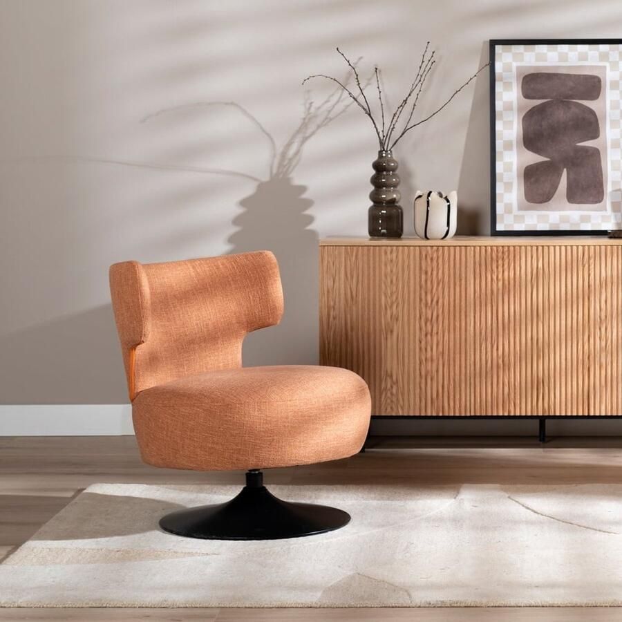 Bronx71 Fauteuil Metro draaibaar linnen copper orange. - Foto 2