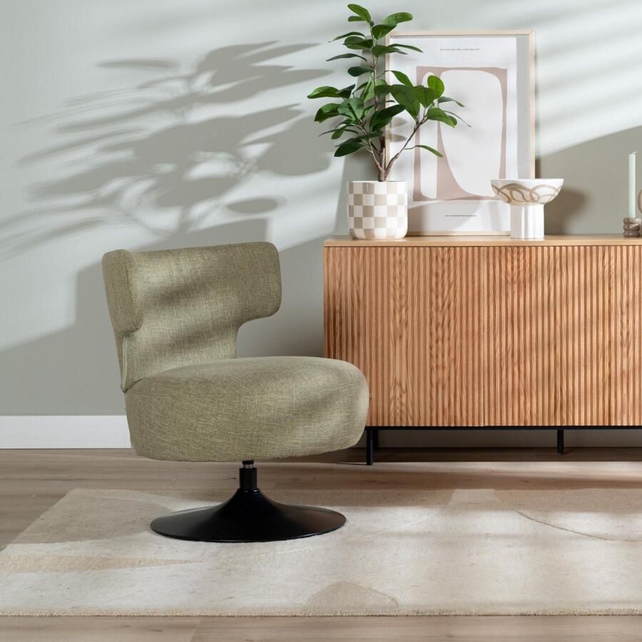 Bronx71 Fauteuil Metro draaibaar linnen olive green. - Foto 2