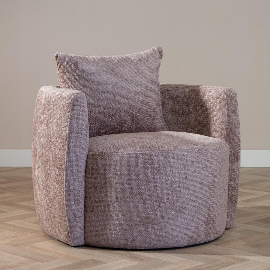 Bronx71 Fauteuil roze chenille Ruby Zetel 1 persoons Relaxstoel Fauteuil stof Fauteuil roze Fauteuils met armleuning - Foto 2