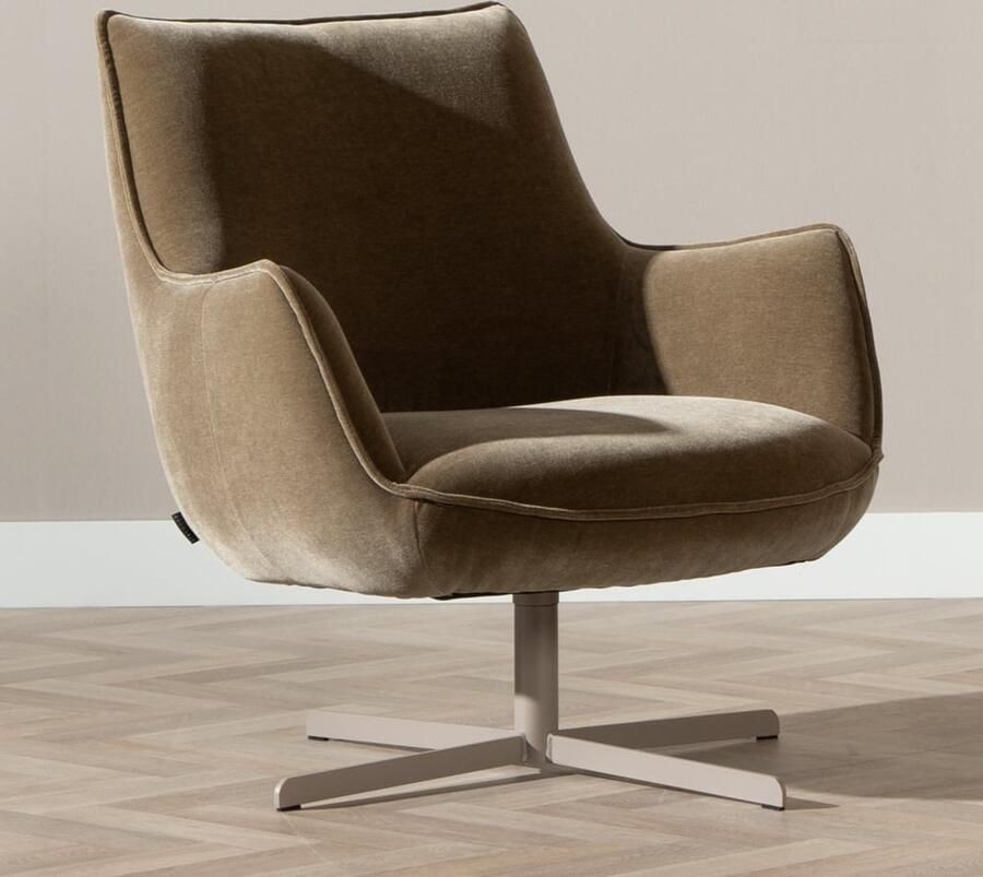 Bronx71 Fauteuil Stella draaibaar velvet bruin.