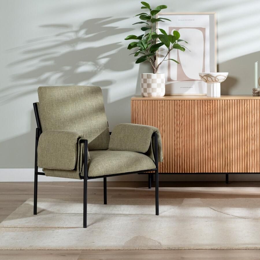 Bronx71 Fauteuil Urban linnen olive green. - Foto 2