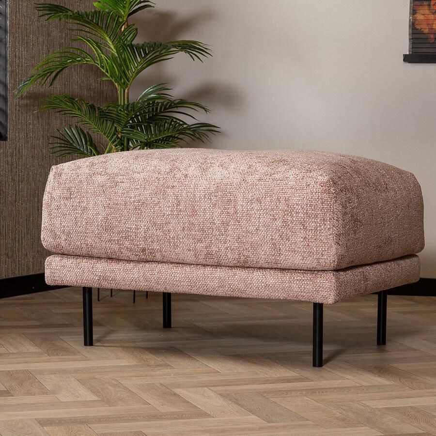 Bronx71 Hocker Denver stof chenille roze. - Foto 4