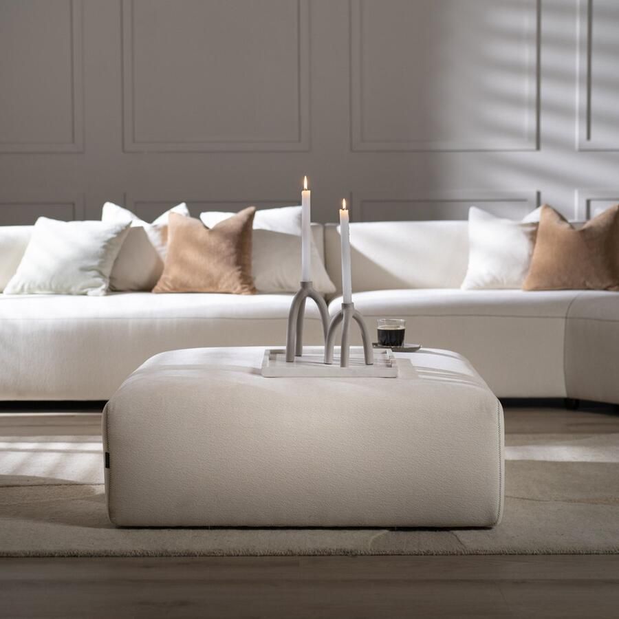 Bronx71 Hocker July chenille off white.