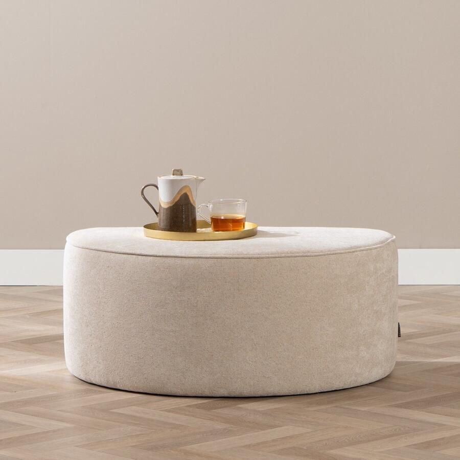 Bronx71 Hocker Lune halve maan chenille beige Poef