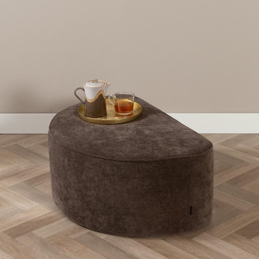 Bronx71 Hocker Lune halve maan chenille bruin Poef