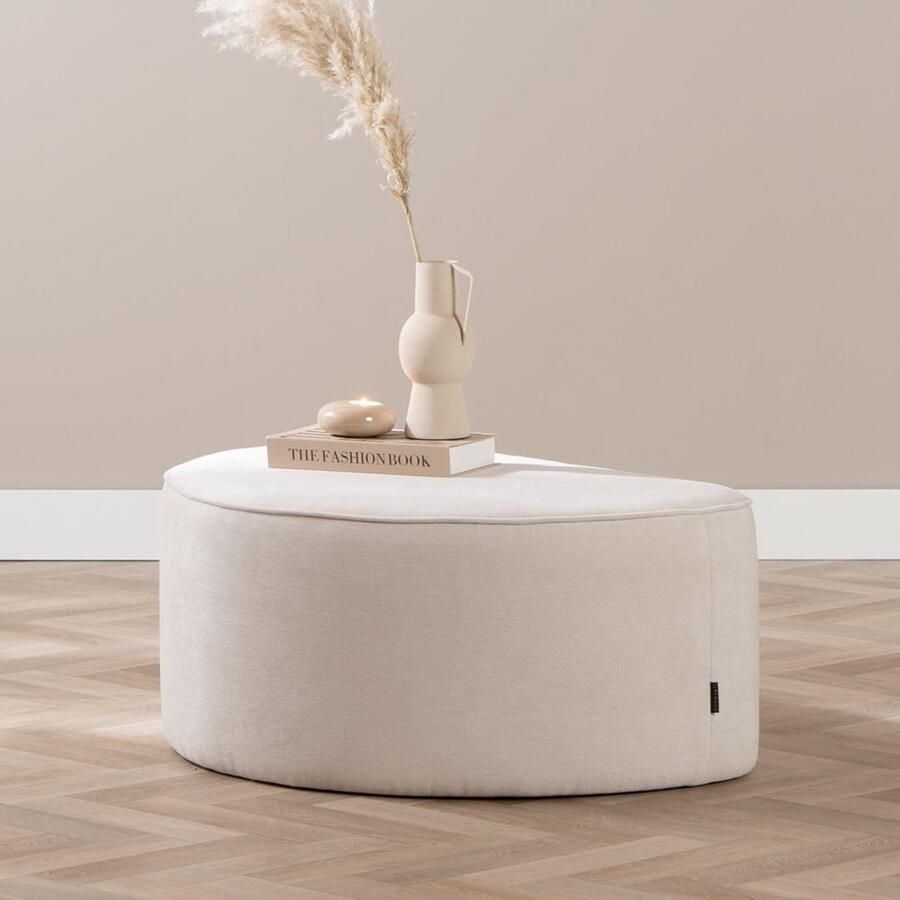 Bronx71 Hocker Neso halve maan stof gemêleerd beige Poef - Foto 2