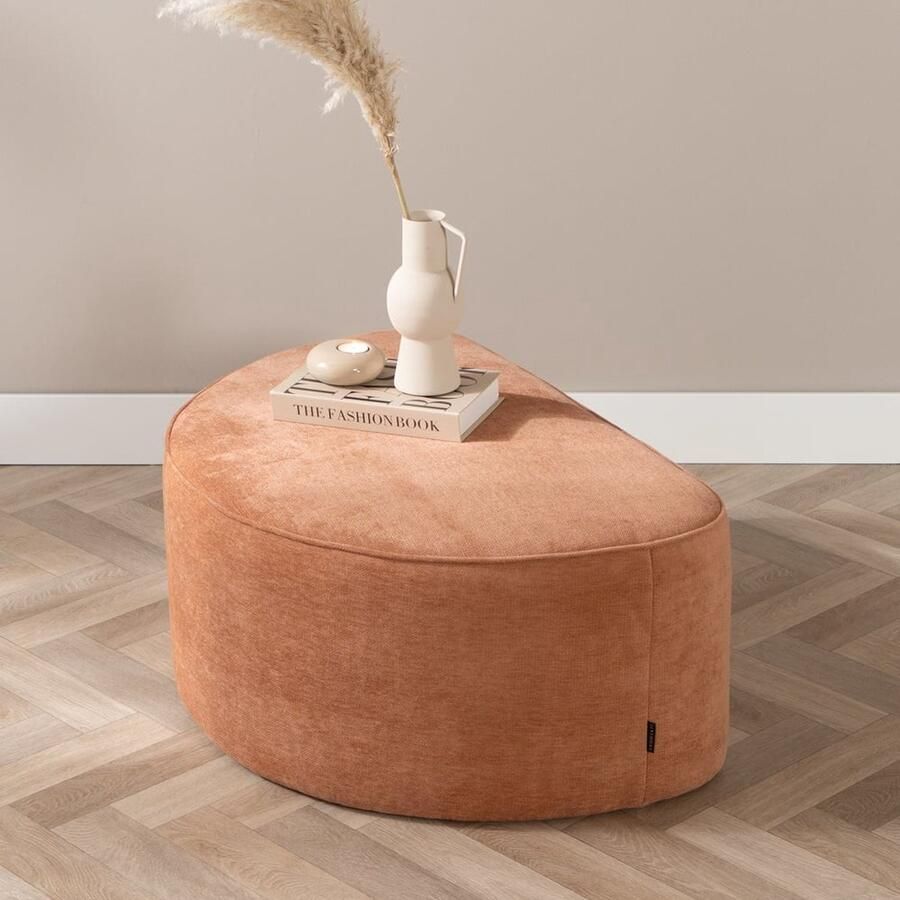 Bronx71 Hocker Neso halve maan stof gemêleerd terracotta Poef