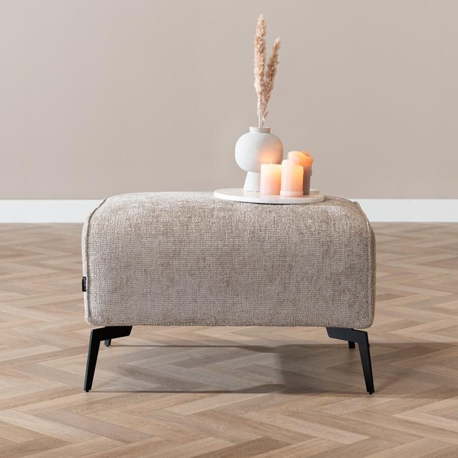 Bronx71 Hocker Vegas taupe stof chenille