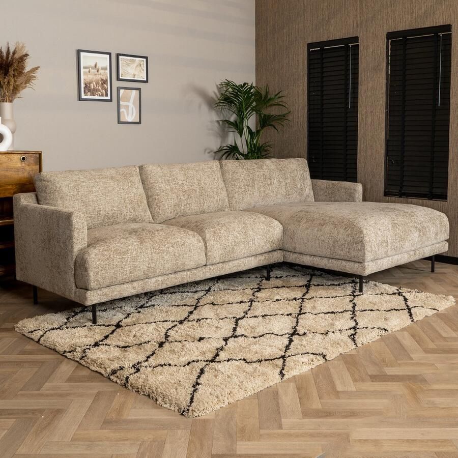 Bronx71 Hoekbank Denver taupe stof chenille rechts