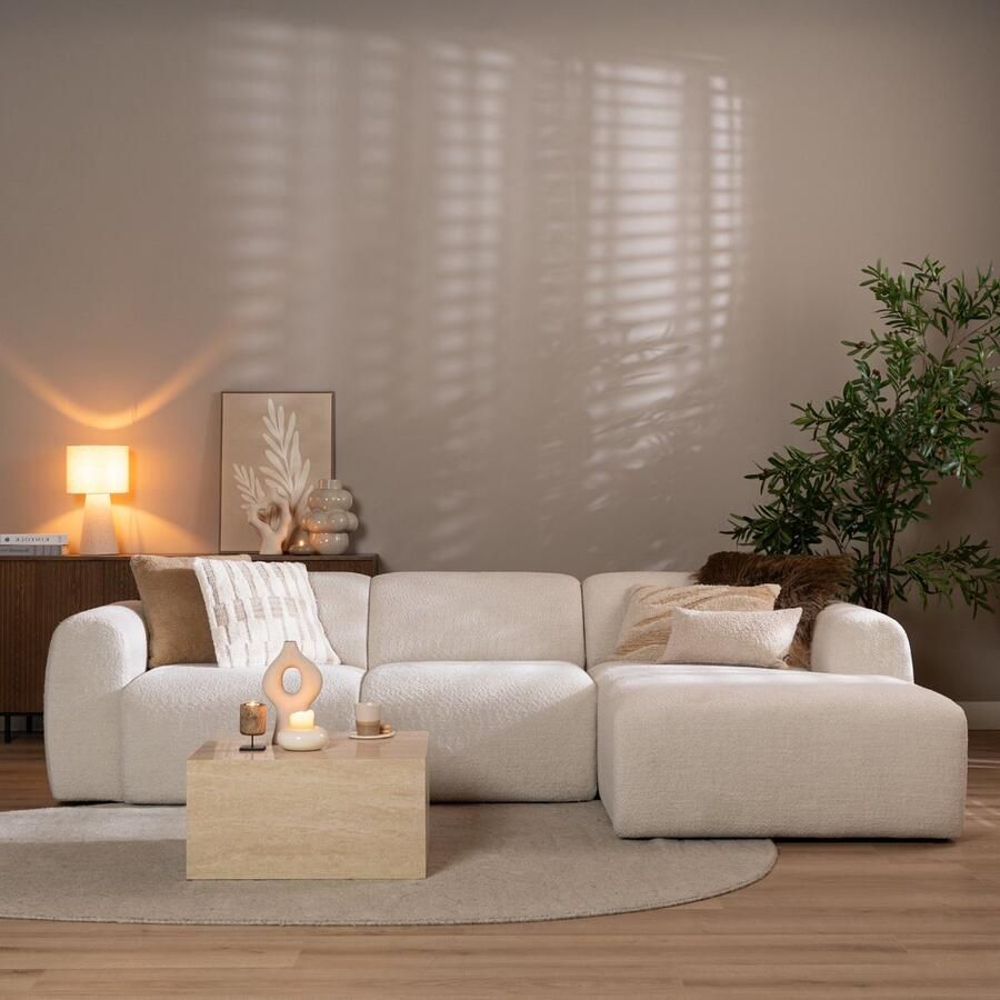 Bronx71 Hoekbank Maine bouclé stof off white rechts