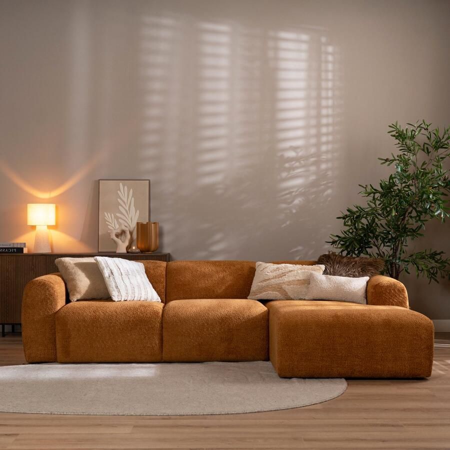 Bronx71 Hoekbank Maine bouclé stof terracotta rechts