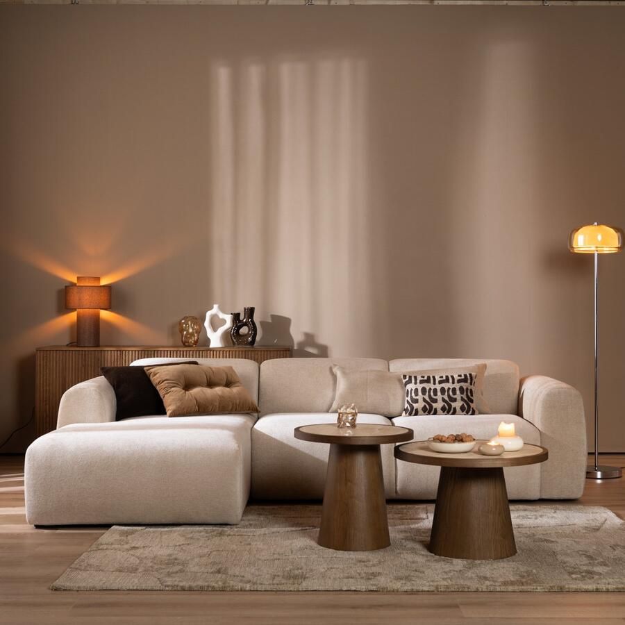 Bronx71 Hoekbank Maine chenille stof beige links