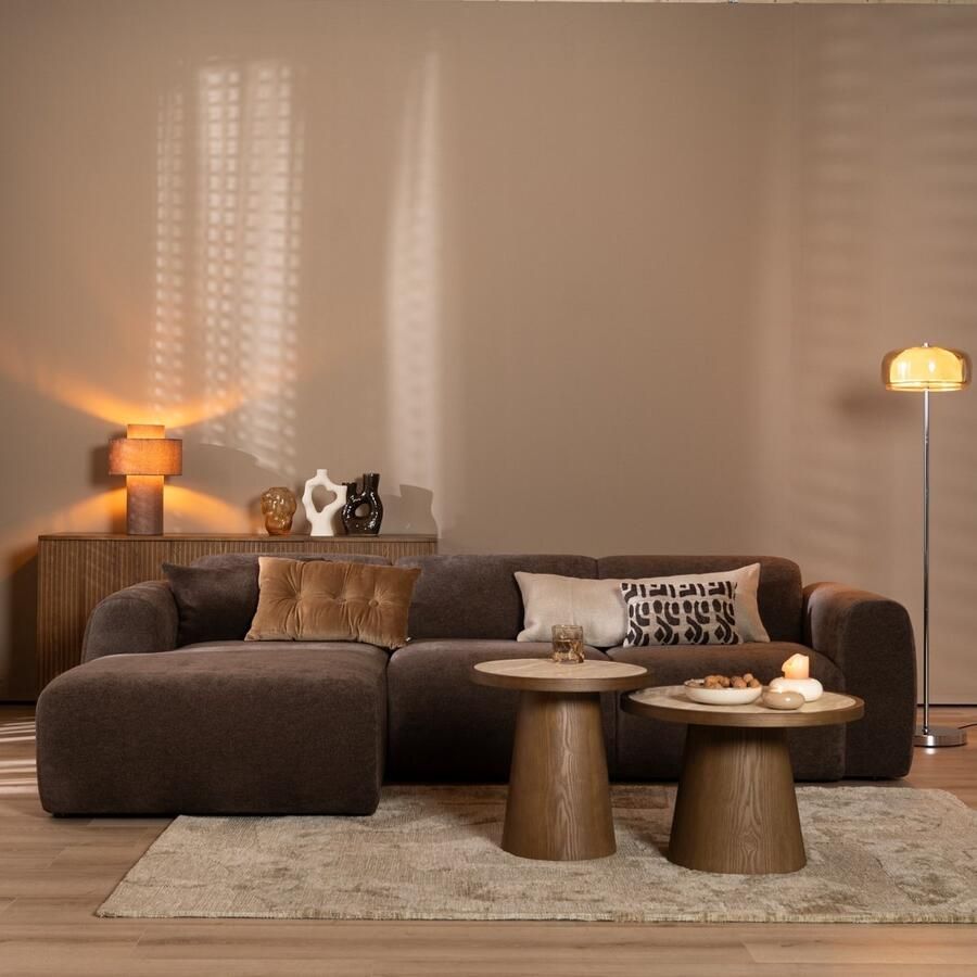 Bronx71 Hoekbank Maine chenille stof bruin links