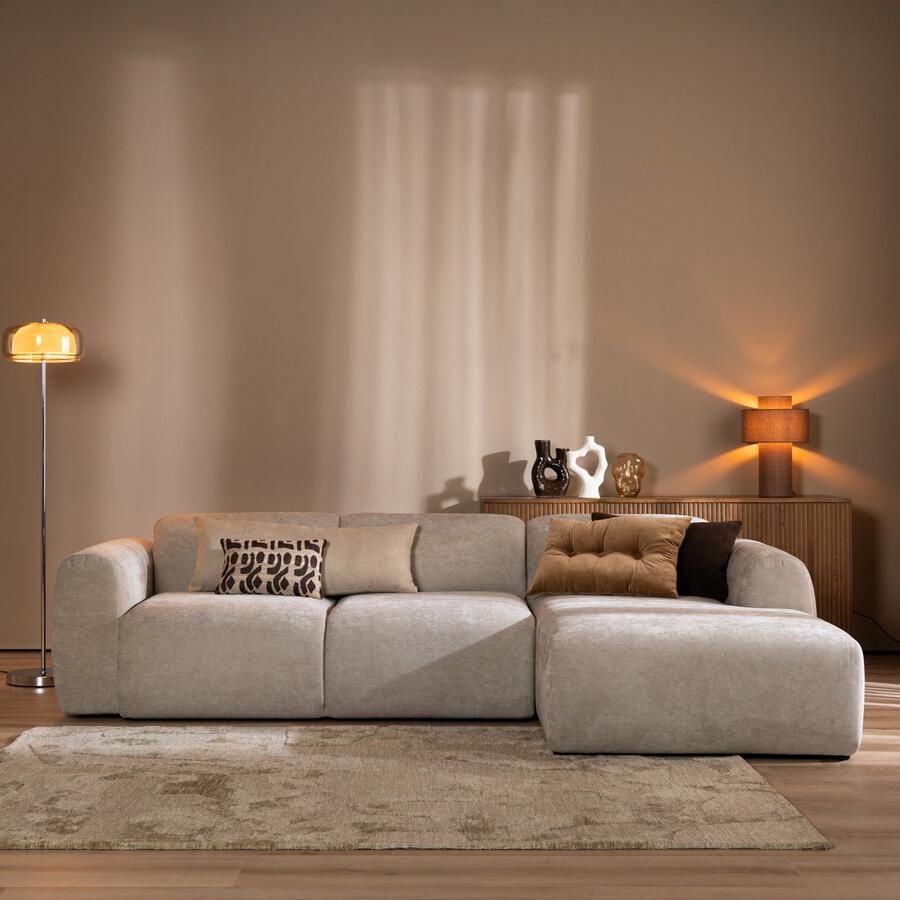 Bronx71 Hoekbank Maine gemêleerde stof taupe rechts