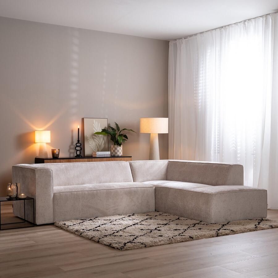 Bronx71 Hoekbank Memphis wit beige stof chenille rechts - Foto 2