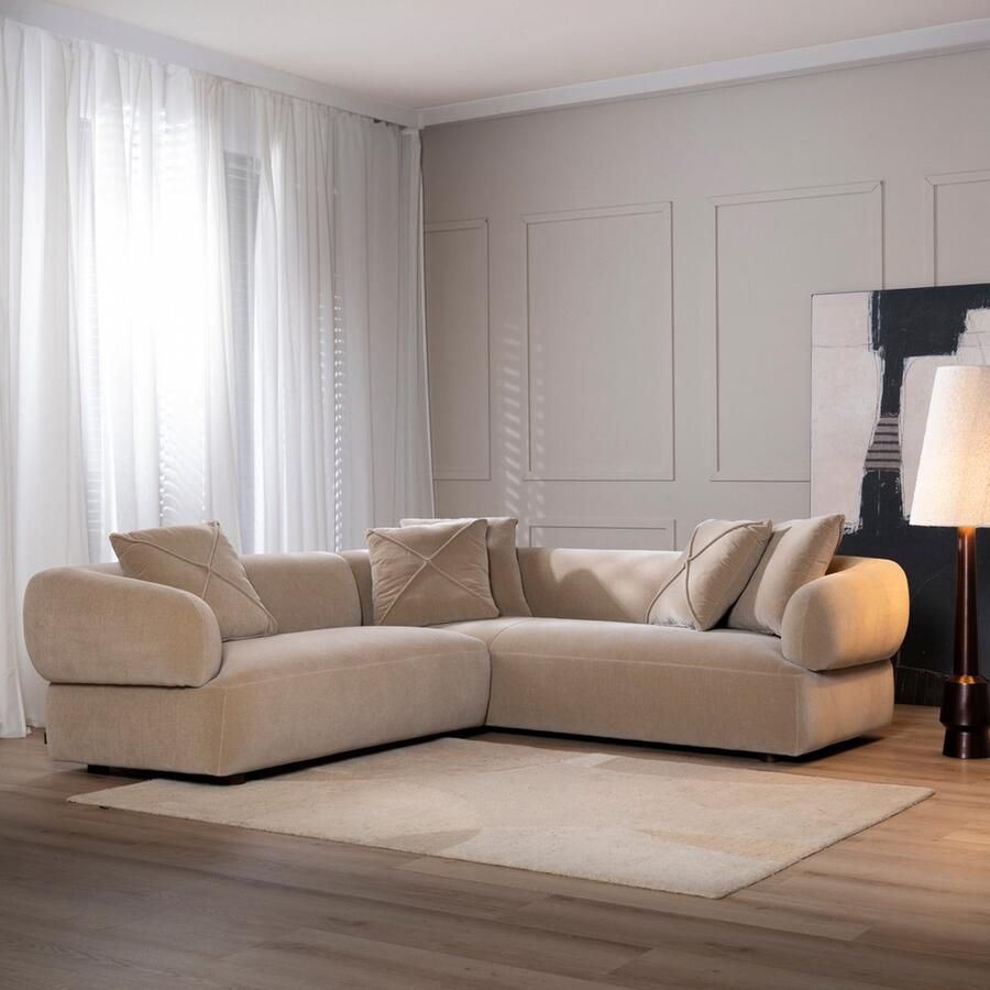 Bronx71 Hoekbank Palermo velvet taupe links