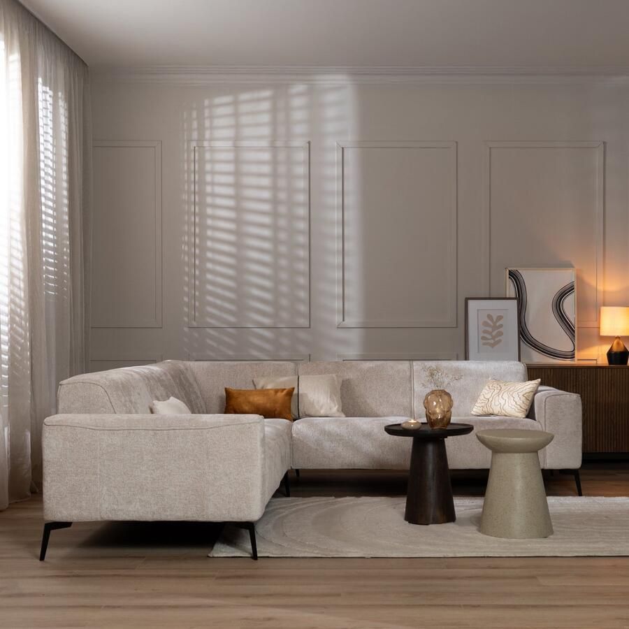 Bronx71 Hoekbank Vegas stof chenille wit beige links rechts. - Foto 2