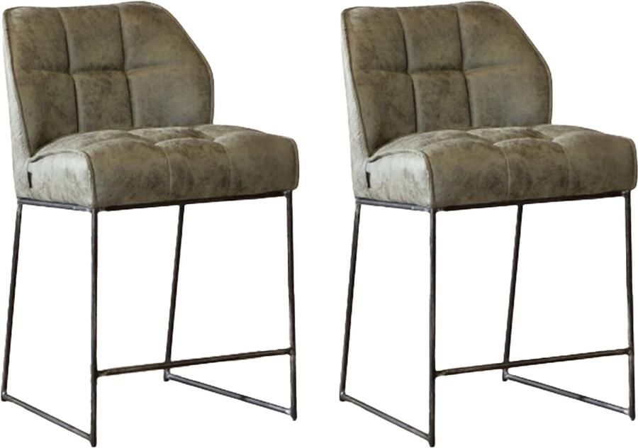 Bronx71 Industriële barkruk Abel olijfgroen 70 cm barkrukken set van 2 barstoel