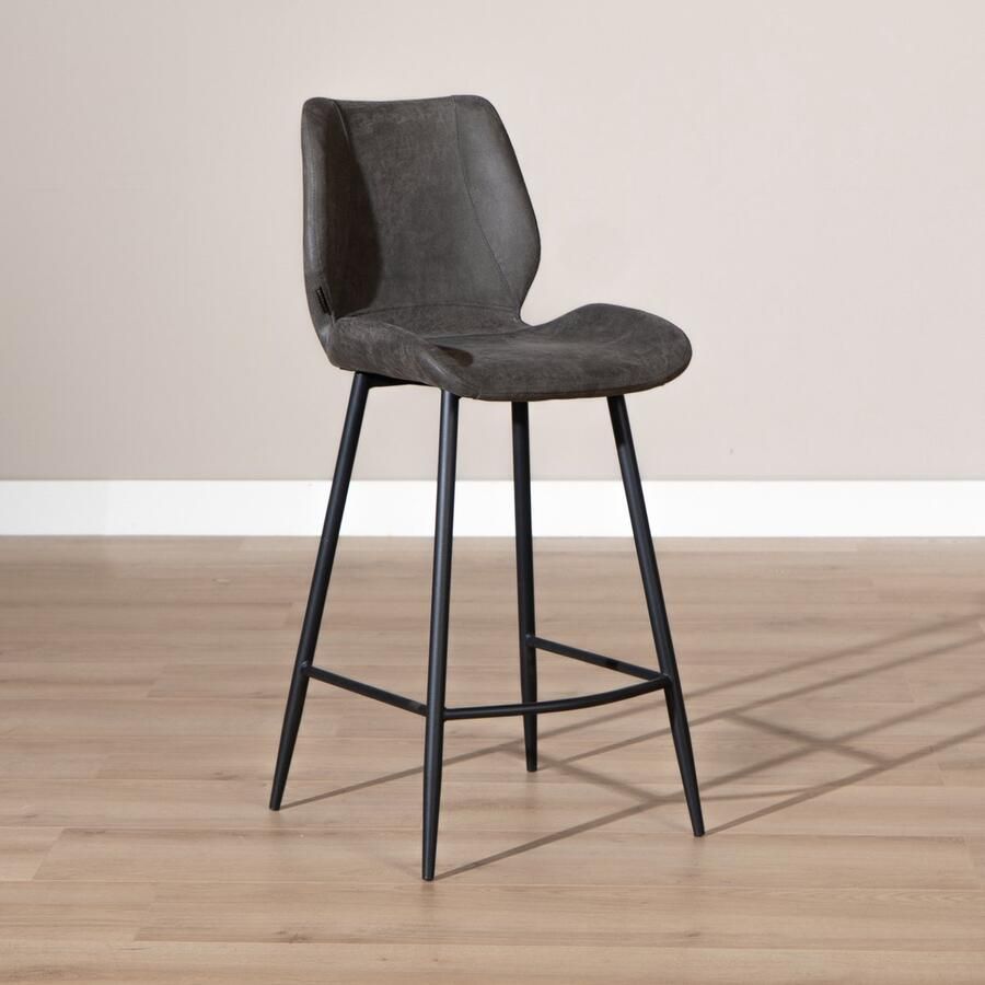 Bronx71 Industriële barkruk Barrel antraciet eco leer 69 cm barkrukken set van 4 barstoel
