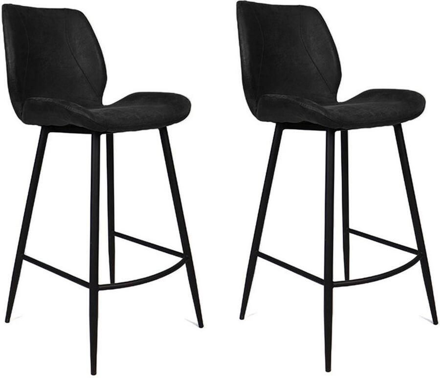 Bronx71 Industriële barkruk Barrel zwart eco leer 69 cm Barkrukken set van 2 barstoel