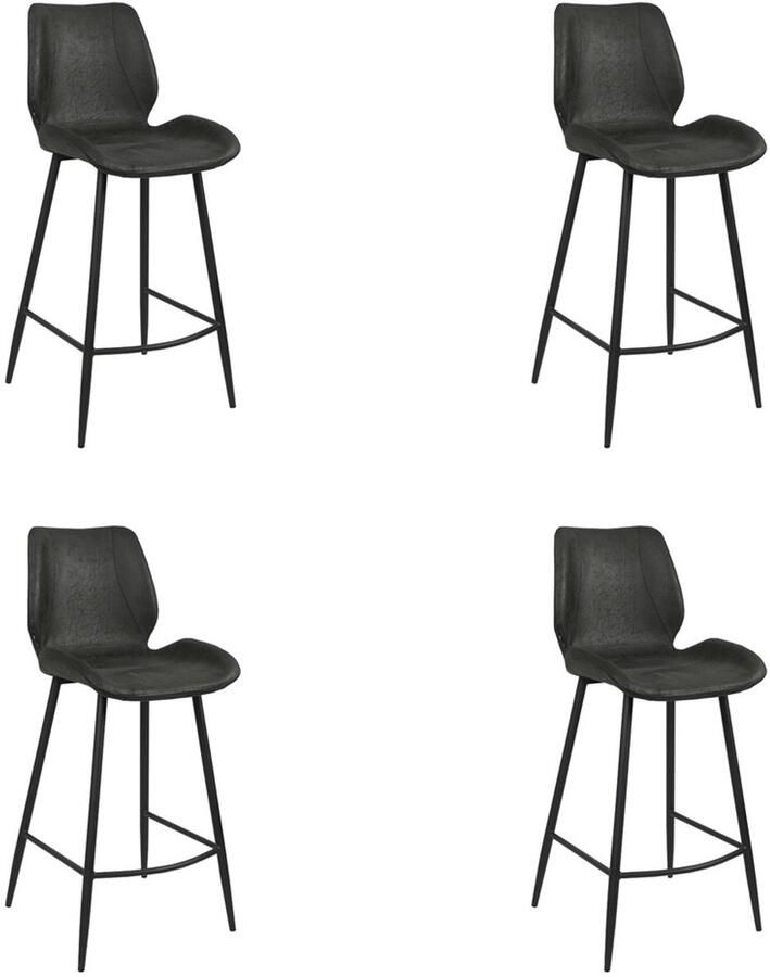 Bronx71 Industriële barkruk Barrel zwart eco leer 69 cm Barkrukken set van 4 barstoel