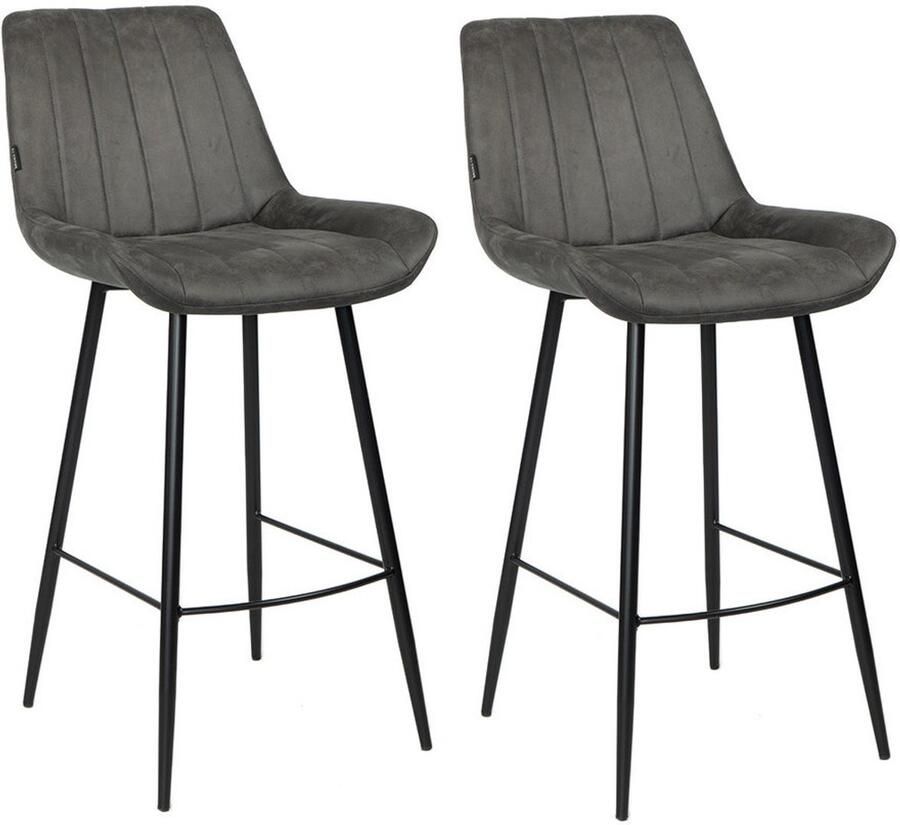 Bronx71 Industriële barkruk Brooke antraciet 74 cm Barkrukken set van 2 barstoel