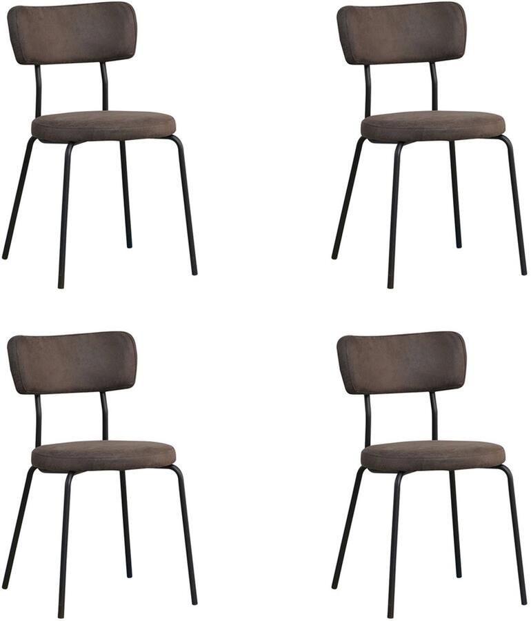 Bronx71 Industriële eetkamerstoel Lyon antraciet eco-leer Eetkamerstoelen set van 4 stoel