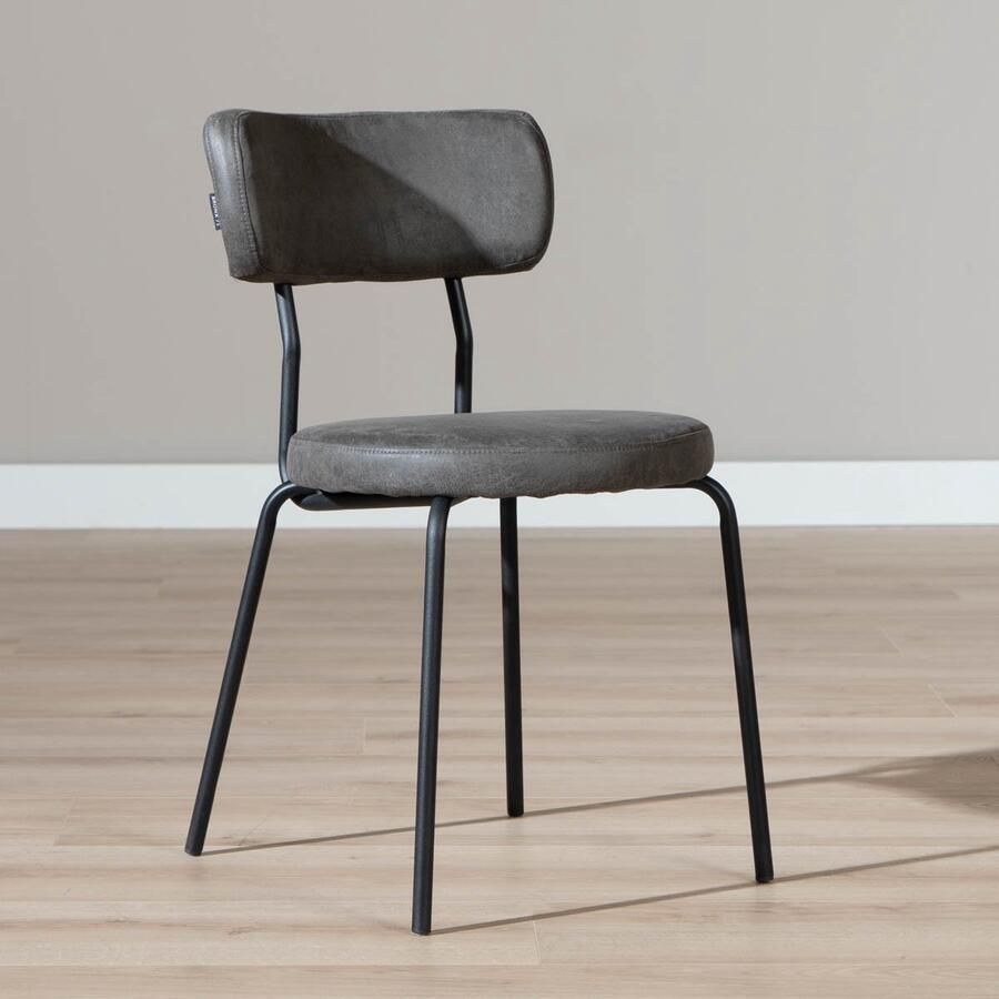 Bronx71 Industriële eetkamerstoel Lyon antraciet eco-leer stapelbaar stoel - Foto 3