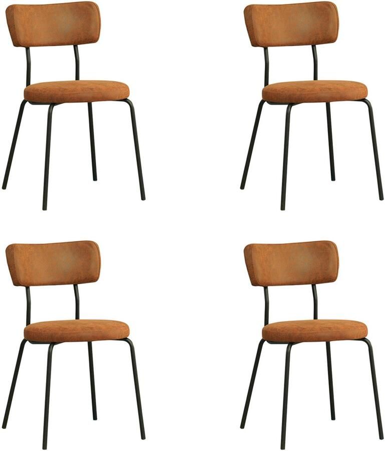 Bronx71 Industriële eetkamerstoel Lyon cognac eco-leer Eetkamerstoelen set van 4 stoel