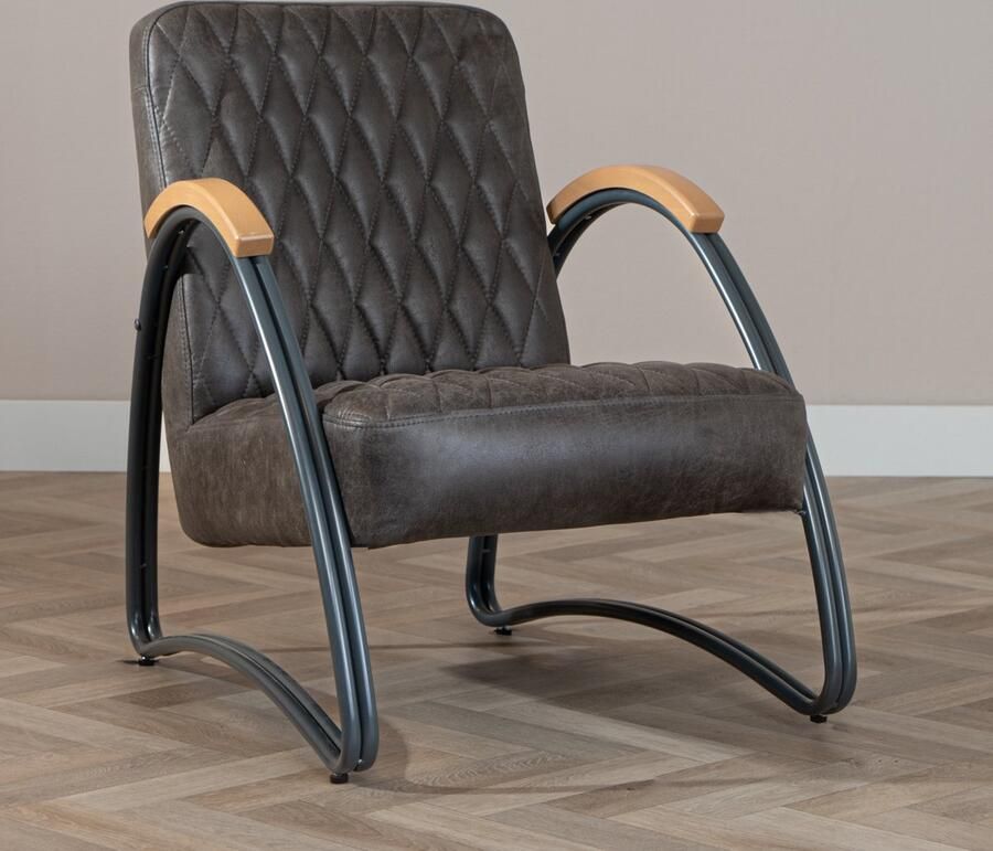 Bronx71 Fauteuil met armleuning Ivy antraciet Zetel 1 persoons Relaxstoel Relaxzetel Fauteuil grijs - Foto 4