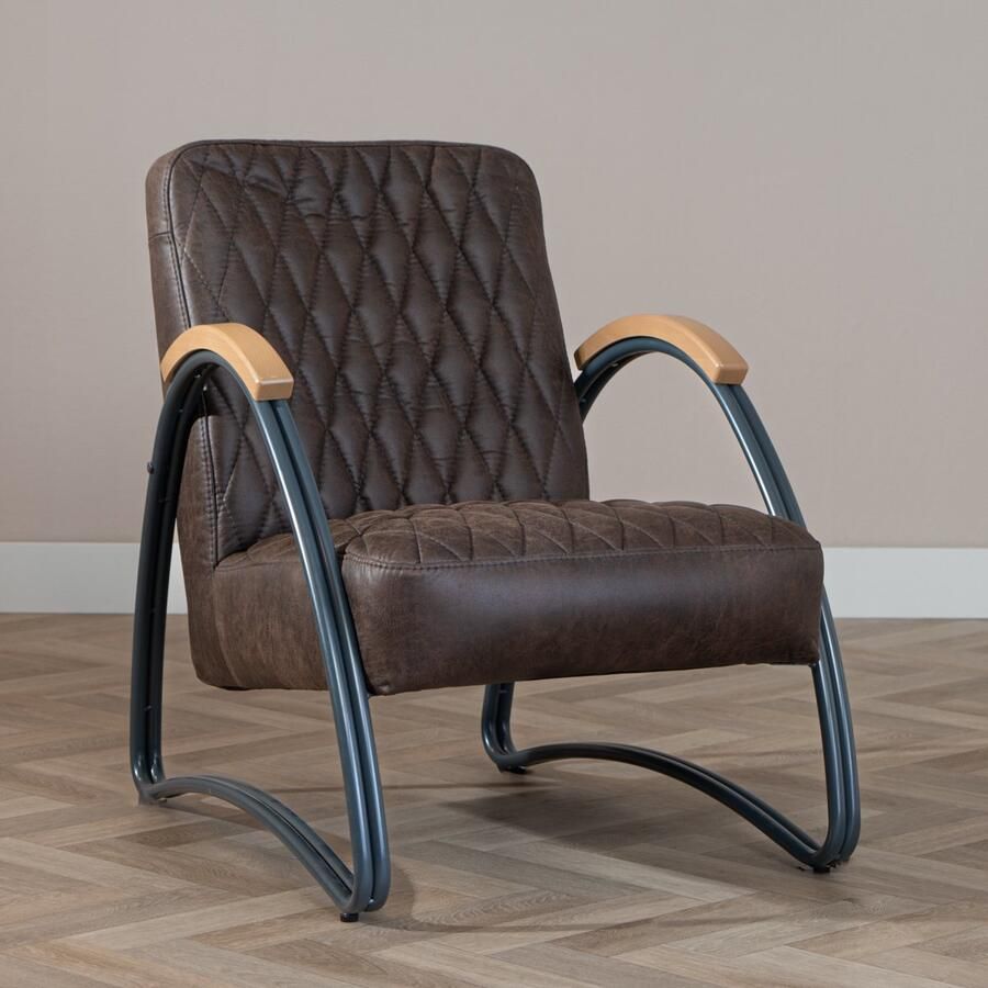 Bronx71 Fauteuil met armleuning Ivy bruin- Zetel 1 persoons Relaxstoel Relaxzetel Fauteuil bruin - Foto 3