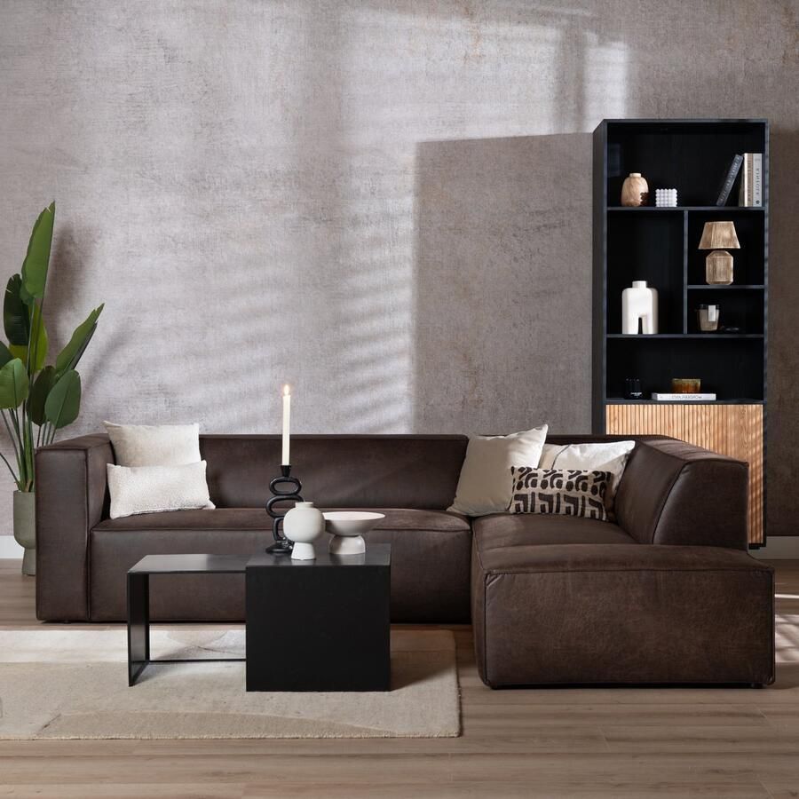 Bronx71 Industriële hoekbank Memphis eco-leer bruin rechts. - Foto 2