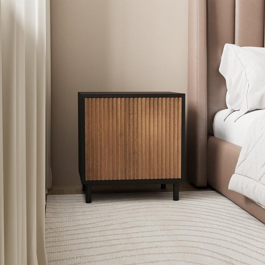 Bronx71 Nachtkastje Shelly zwart rustiek eiken. - Foto 2