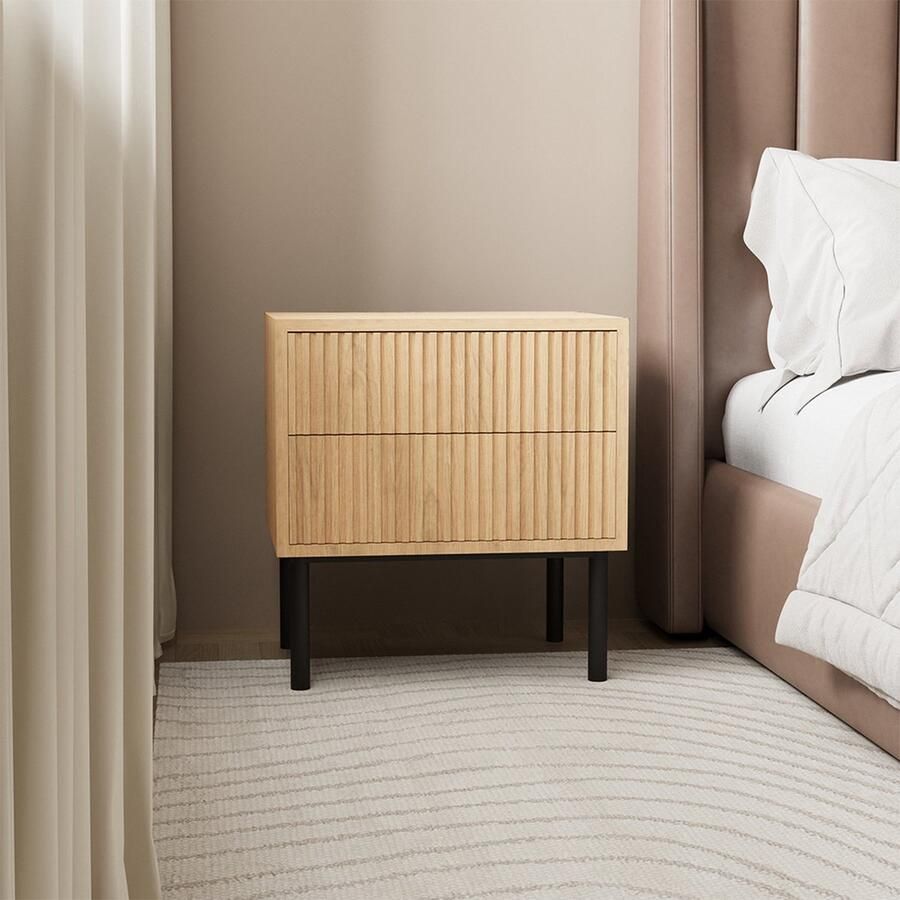 Bronx71 Nachtkastje Yoka blank eiken met lades.