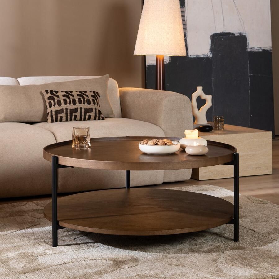 Bronx71 Salontafel Rio Ø90 cm rustiek eiken Salontafel rond