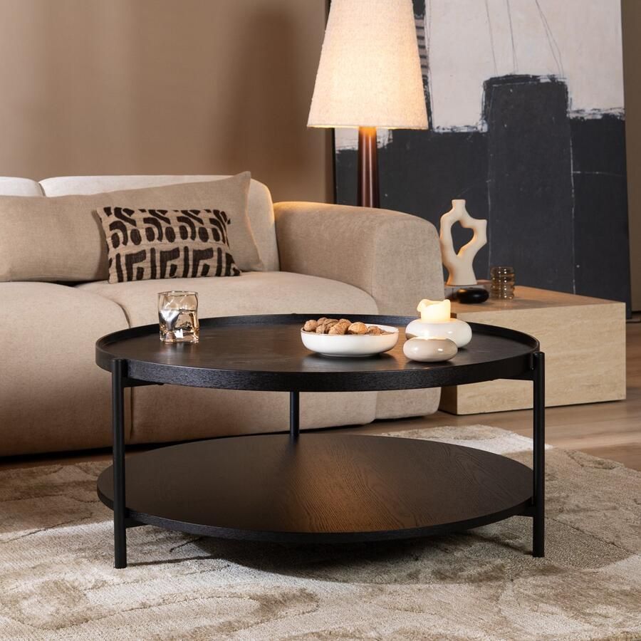 Bronx71 Salontafel Rio Ø90 cm zwart eiken Salontafel rond