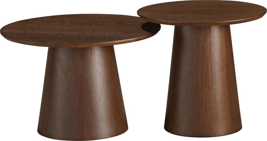 Bronx71 Salontafels Ash set van 2 Ø50 en Ø62 cm rustiek eiken Salontafel rond - Foto 2