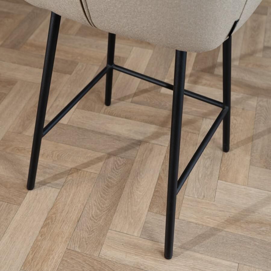 Bronx71 Scandinavische barkruk Andor gerecyclede stof off white 65-78 cm barstoel - Foto 2