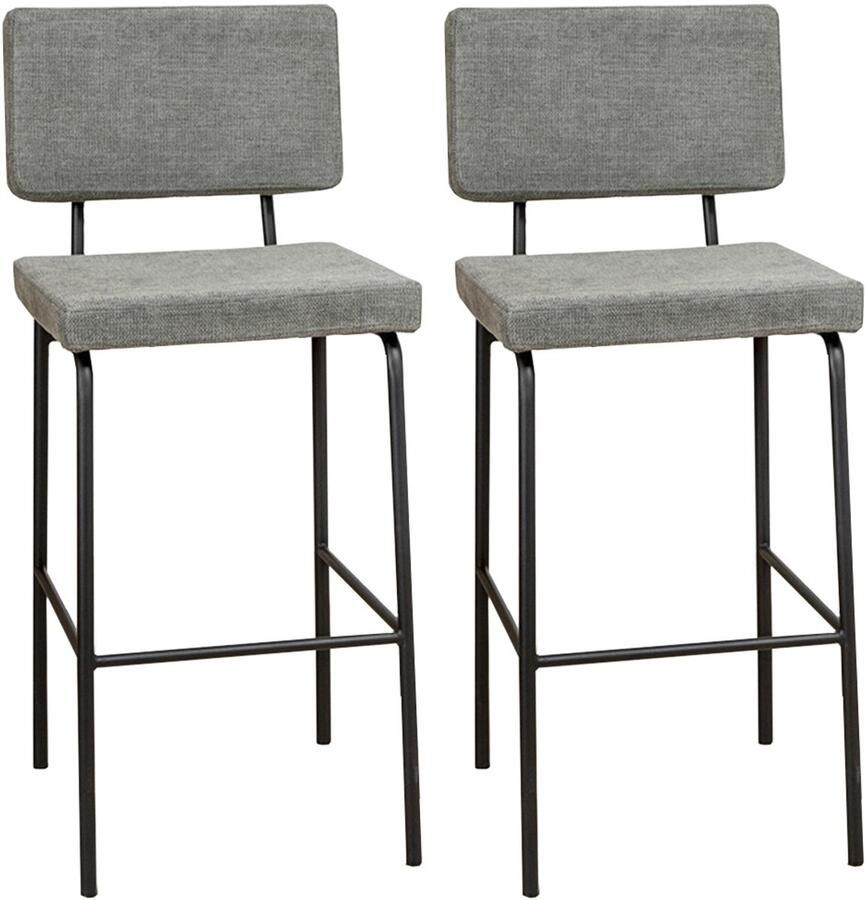 Bronx71 Scandinavische barkruk Espen groen gerecyclede stof 64-77 cm Barkrukken set van 2 barstoel