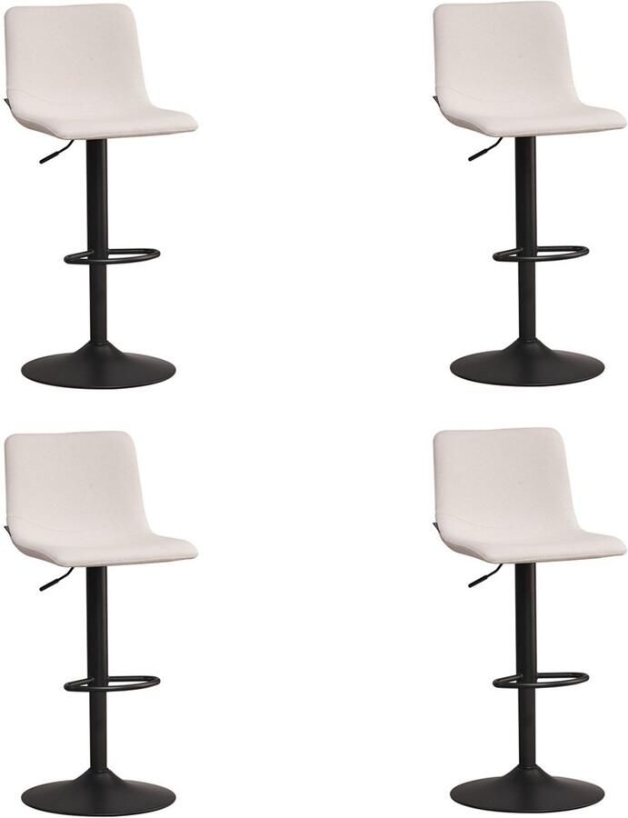 Bronx71 Scandinavische barkruk Eva draaibaar gerecyclede stof beige 60-76 cm Barkrukken set van 4 barstoel