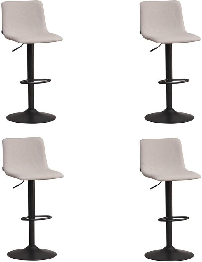 Bronx71 Scandinavische barkruk Eva draaibaar gerecyclede stof grijs 60-76 cm Barkrukken set van 4 barstoel