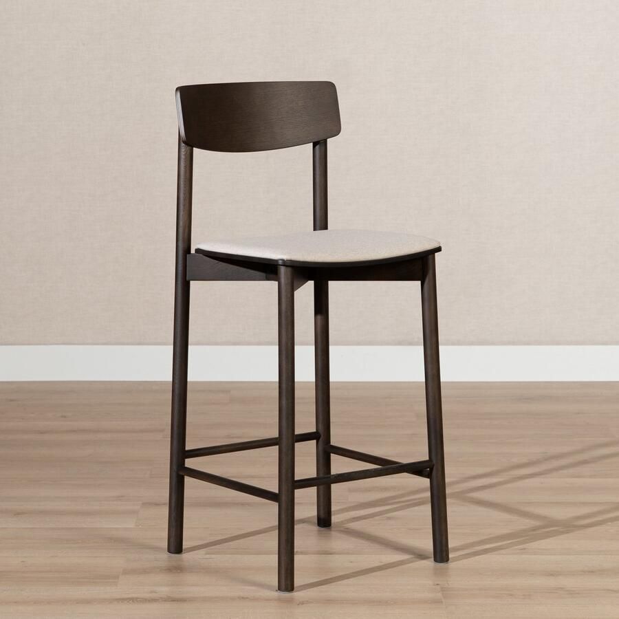 Bronx71 Scandinavische barkruk Inez walnoot off white 70 cm barstoel