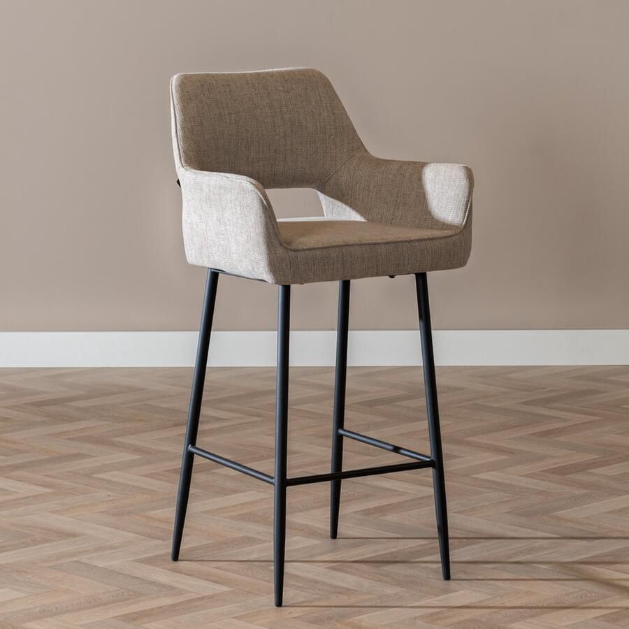 Bronx71 Scandinavische barkruk Inga gerecyclede stof taupe 78 cm barstoel