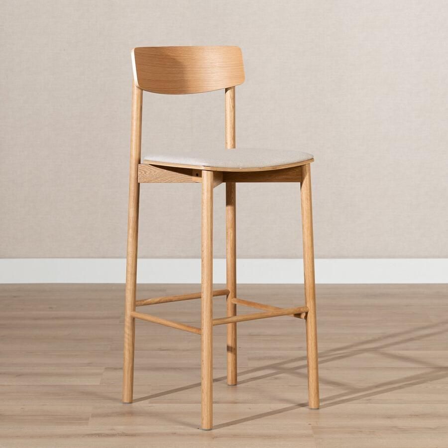 Bronx71 Scandinavische barkruk Jane naturel eiken off white 80 cm barstoel