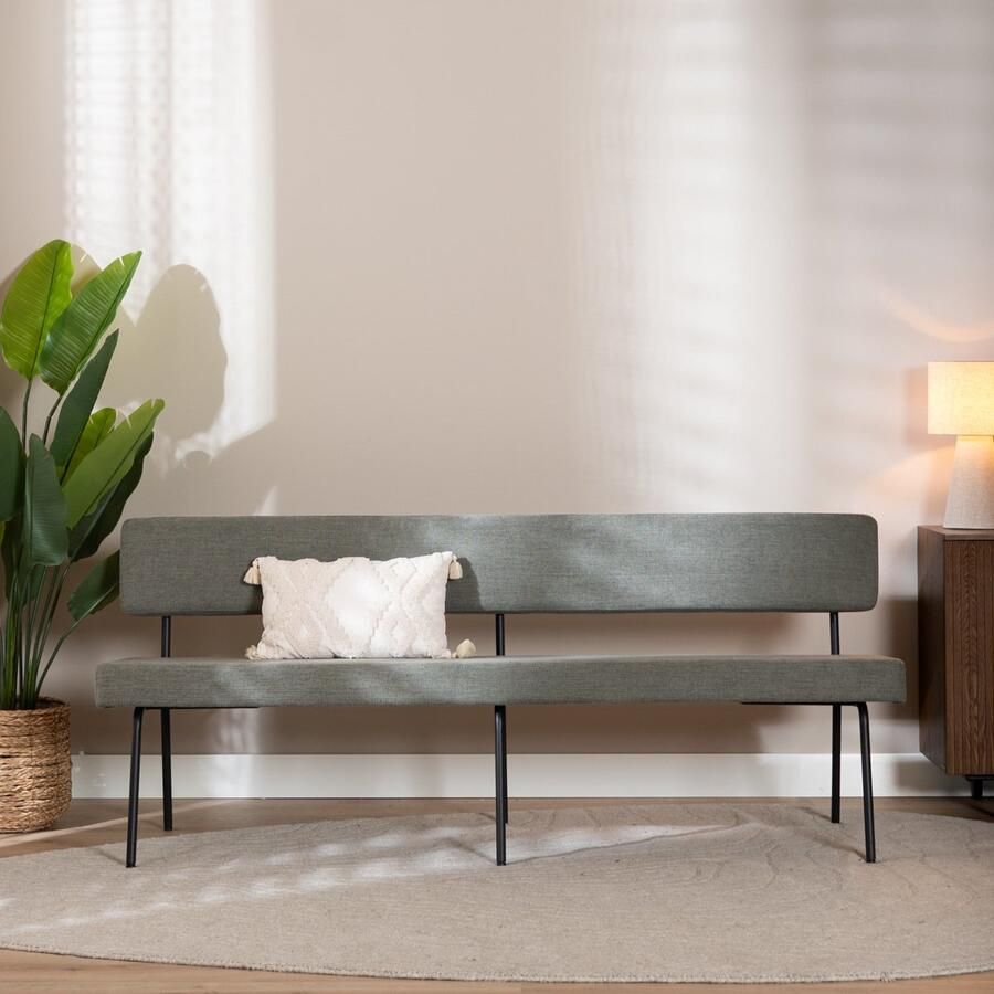 Bronx71 Scandinavische eetkamerbank Espen groen gerecyclede stof 190 cm eettafelbank eetbank