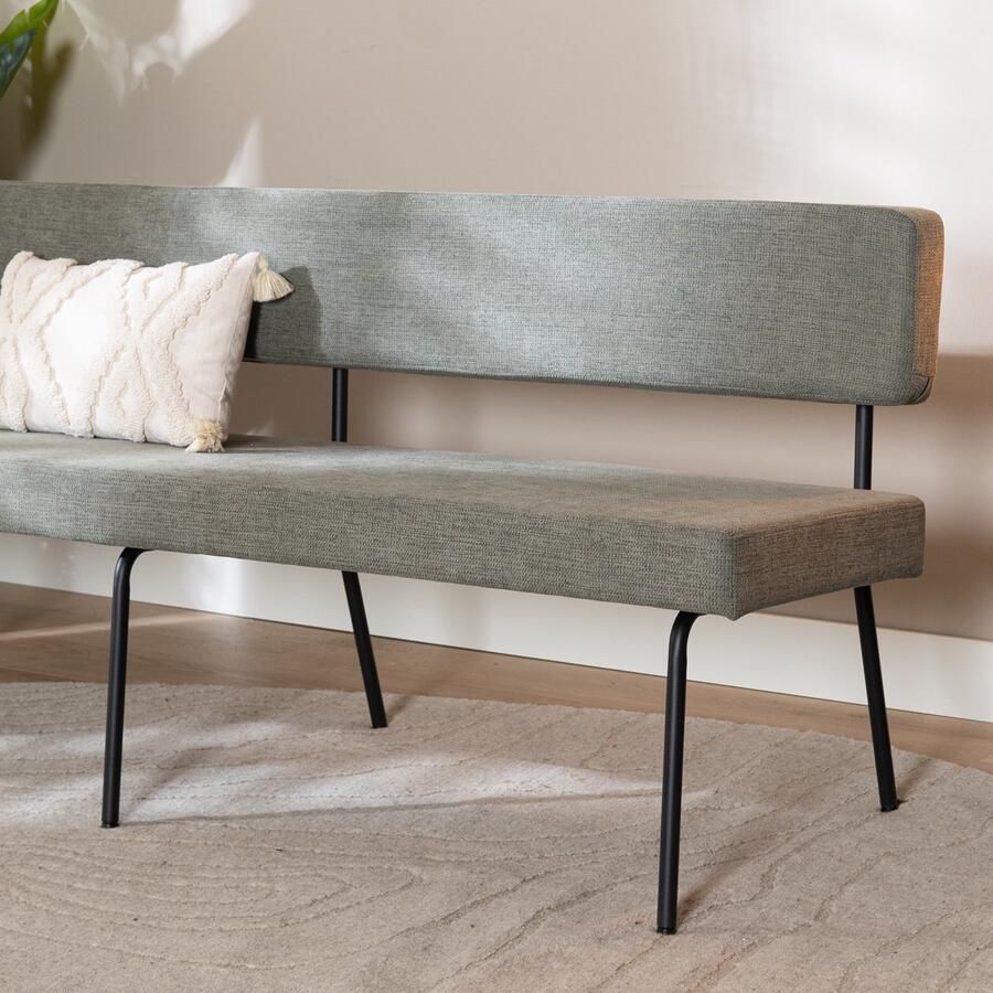 Bronx71 Scandinavische eetkamerbank Espen groen gerecyclede stof 190 cm eettafelbank eetbank - Foto 2