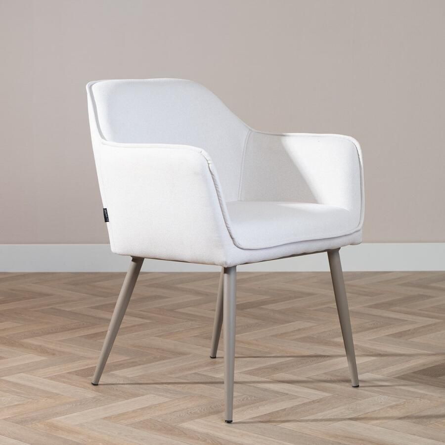 Bronx71 Scandinavische eetkamerstoel Elin off white gerecyclede stof stoel - Foto 3